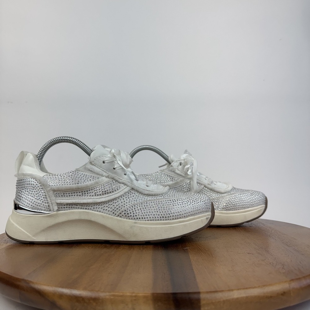 Womens Reaction Kenneth Cole Claire Studded Silver Casual Sneakers Size 7.5 M